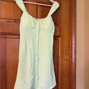 Light Green Button-Front Mini Dress